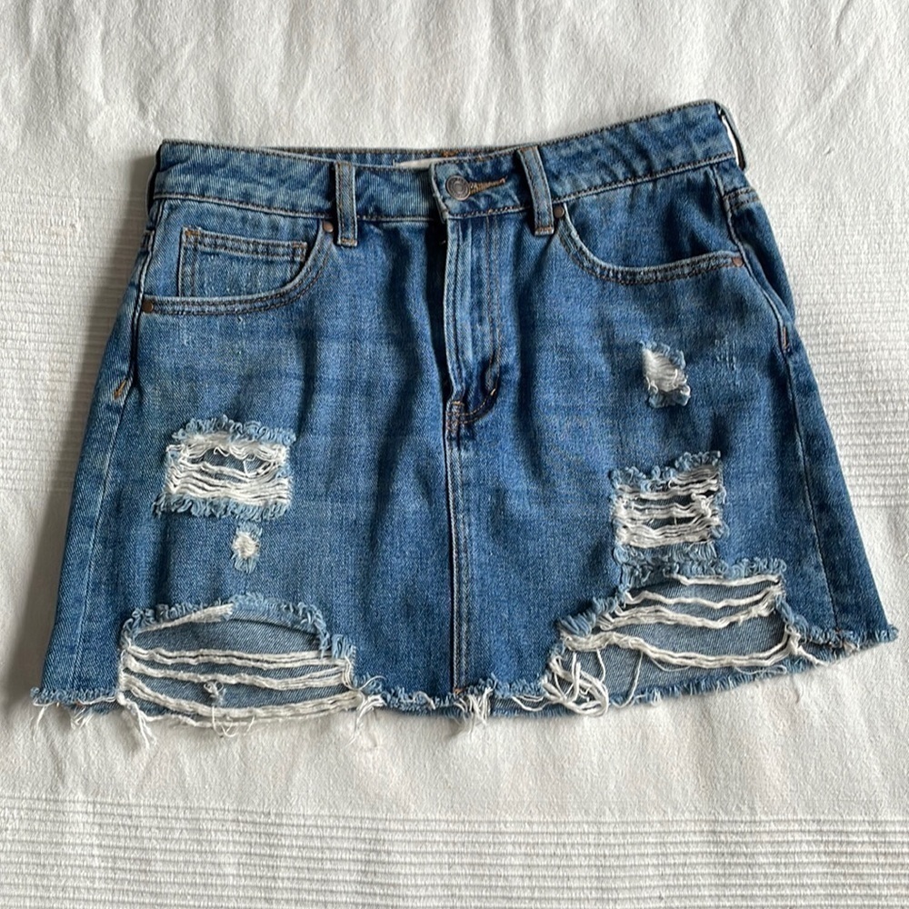 PACSUN Denim Mini Skirt Size 26 Distressed
